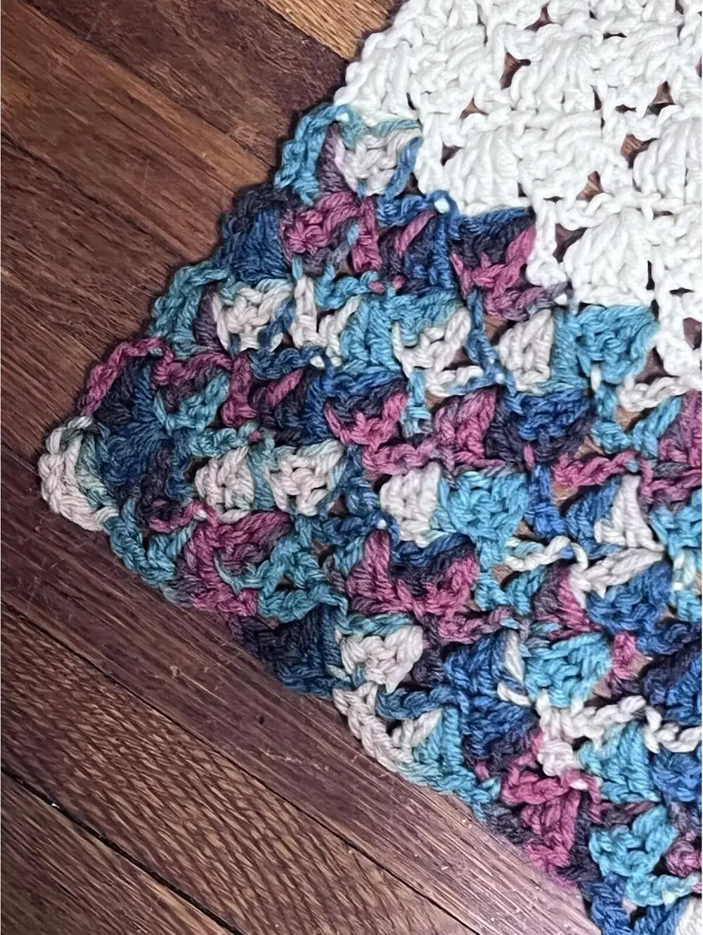 Handmade Knit Lap Throw Cream And Fall Colors 26 X 34
